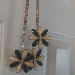 VINTAGE ERICA LYONS DAISY CHOKER 14" ENAMEL SILVER EUC PERFECT - RARE!